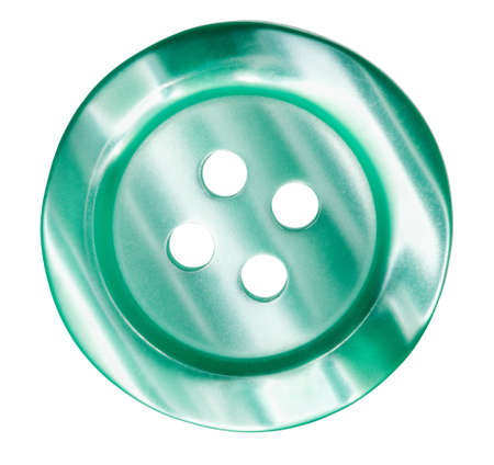 Green button for clothes isolated on white background