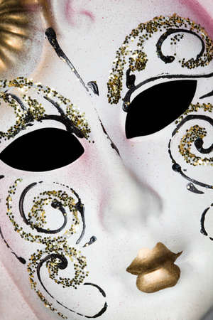 White Venetian mask with patterns, Lying on diagonalのeditorial素材