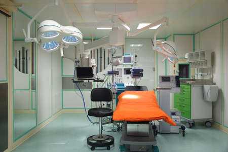 Equipment for the operating room. Special lamps, monitor and desk.