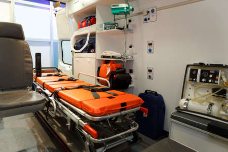 Equipment for ambulances. View from inside.のeditorial素材
