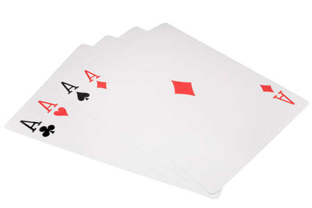 playing cards four aces isolated on white background, Cards poker blackjack