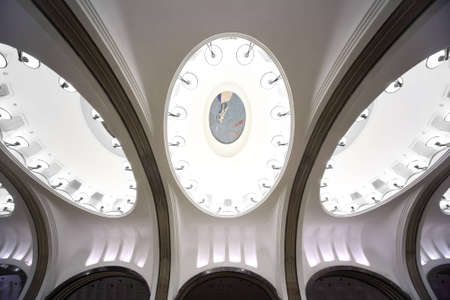 MOSCOW - FEBRUARY 2: national architecture monument - metro station Mayakovskaya, view on ceiling, 2...