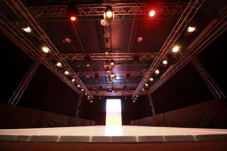 Design of versatile illumination of  podium before  beginning of fashionable displayのeditorial素材