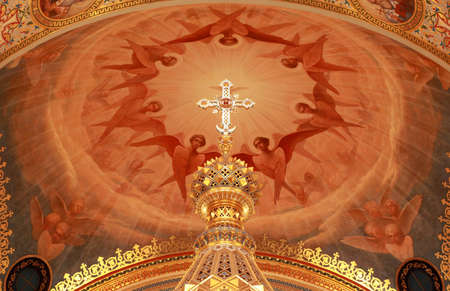 Cross on top of Altar inside Cathedral of Christ the Saviour in Moscow, Russiaのeditorial素材