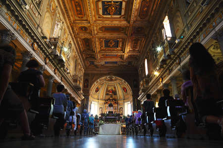 parishioners at San Martino. San Martino One of most ancient basilicas in Rome, was first built in 3rd century. faces are indistinguishable. のeditorial素材