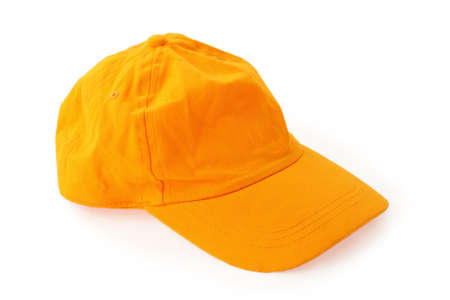 clean new universal orange cap with clipping path on white background