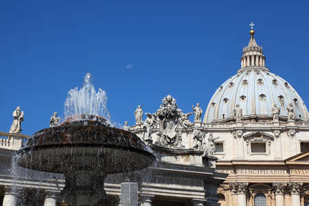 Vatican Museum in Basilica of St. Peter and fontain in Rome, Italyのeditorial素材