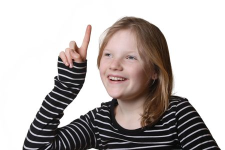 Pretty young girl with white backgroundの写真素材
