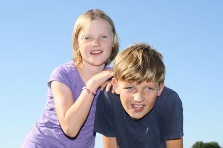 Two happy kidsの写真素材
