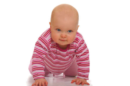 Crawling baby girlの写真素材