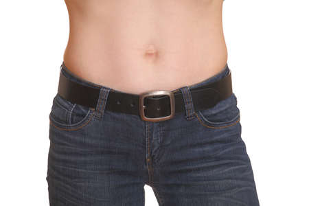 Close up of a beautiful woman's waist isolated on a white background の写真素材