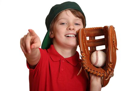 Portrait of a young basball player isolated on white backgroundの写真素材