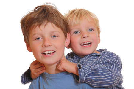 Two young kids having funの写真素材