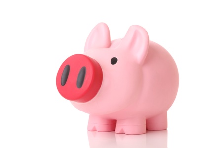 Piggy bank on white backgroundの写真素材