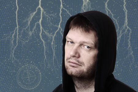 Portrait of a desperate looking man の写真素材