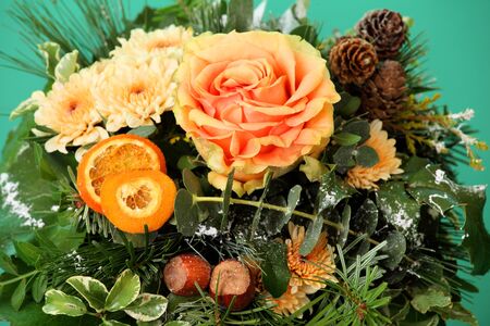 Beautiful orange flowers on greenの写真素材