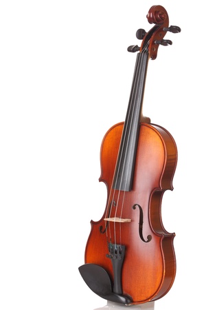 Close up of a violin on white background の写真素材