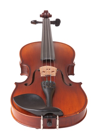 Close up of a violin on white background の写真素材