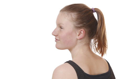 Portrait of a young fitness girl on white backgroundの写真素材