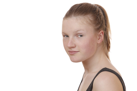 Portrait of a young fitness girl on white backgroundの写真素材