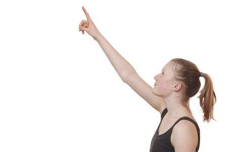 Portrait of a young fitness girl on white backgroundの写真素材