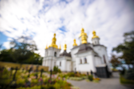 Blurred colorful dome building in the summer or autumn background.の写真素材