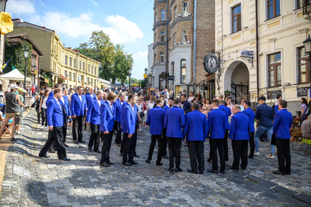 KYIV, UKRAINE - SEPTEMBER 11th, 2021: Andriivs'kyi descent steet in Kyiv, Ukraine.のeditorial素材