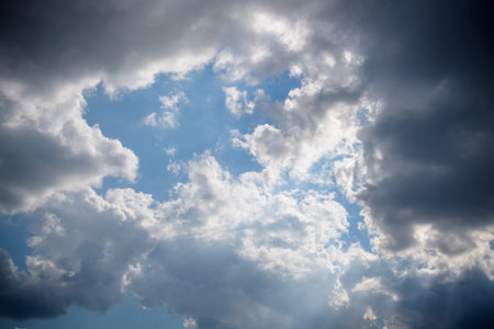 Overcast sky before storm. Dark ominous clouds.の写真素材