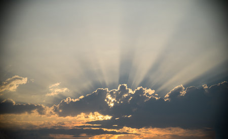 Sky background, the sunset over.の写真素材