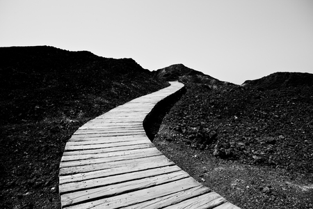 wooden road rocksの写真素材