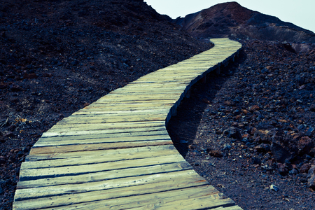 wooden road rocksの写真素材