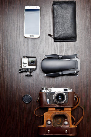 modern gadgets on the tableの写真素材