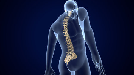 Human Skeleton with skeleton posterior view. This is a 3d render illustrationの写真素材