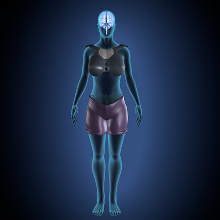 Human body anatomy articular pain on blue background. 3D renderingの写真素材
