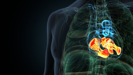 Human Heart Anatomy (Lungs) For Medical Concept 3D Illustrationの写真素材