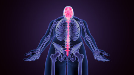 Human skeleton anatomy with highlighted lymphatic system. 3D Renderingの写真素材