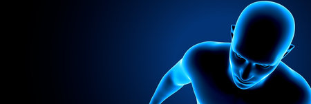 3D Illustration of a Man Feeling Pain in the Shoulder