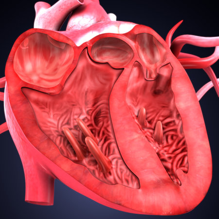 Human heart anatomy. 3D illustration, 3D CG. High resolution.