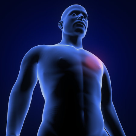 Pain in the human body. 3D rendered Illustration. Isolated on blue background.の写真素材