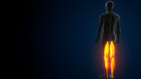 Human Body Anatomy with Knee joint pain concept. 3D Rendering