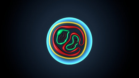 3d illustration of spermatozoons in red and blue colorの写真素材