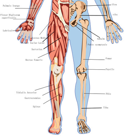 Human skeleton anatomy. Vector illustration isolated on white background. Part of human body.の写真素材