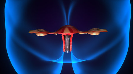 Digital illustration of  Uterus  in colour  background.の写真素材