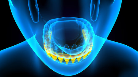 3D Illustration of a Fractal on the Teeth.の写真素材