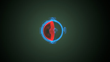 Digital illustration of  eye in colour  background, 3D renderingの写真素材