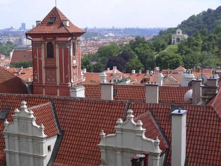 Red roofs of Old Prague, Czech Republic.の写真素材