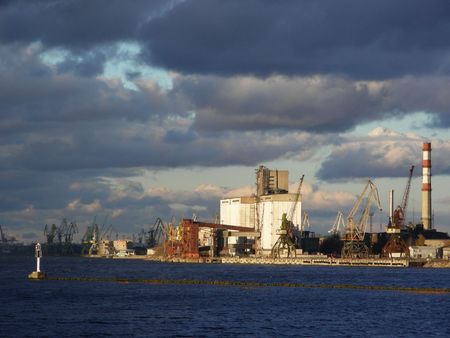 port of Riga, Latvia on Daugava riverの写真素材