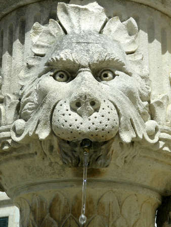 One of many small foiuntains (lion) in Dubrovnik.          の写真素材