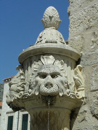 One of many small foiuntains (lion) in Dubrovnik.          の写真素材