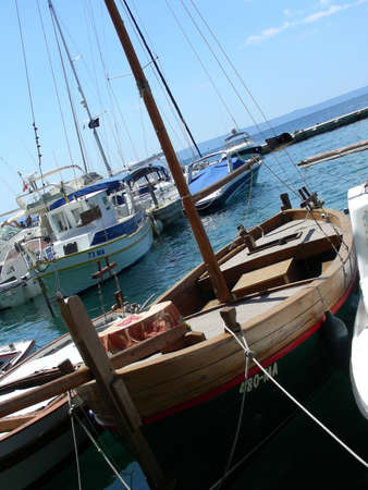 Liitle harbor with yachts and motorboats at Brela          の写真素材